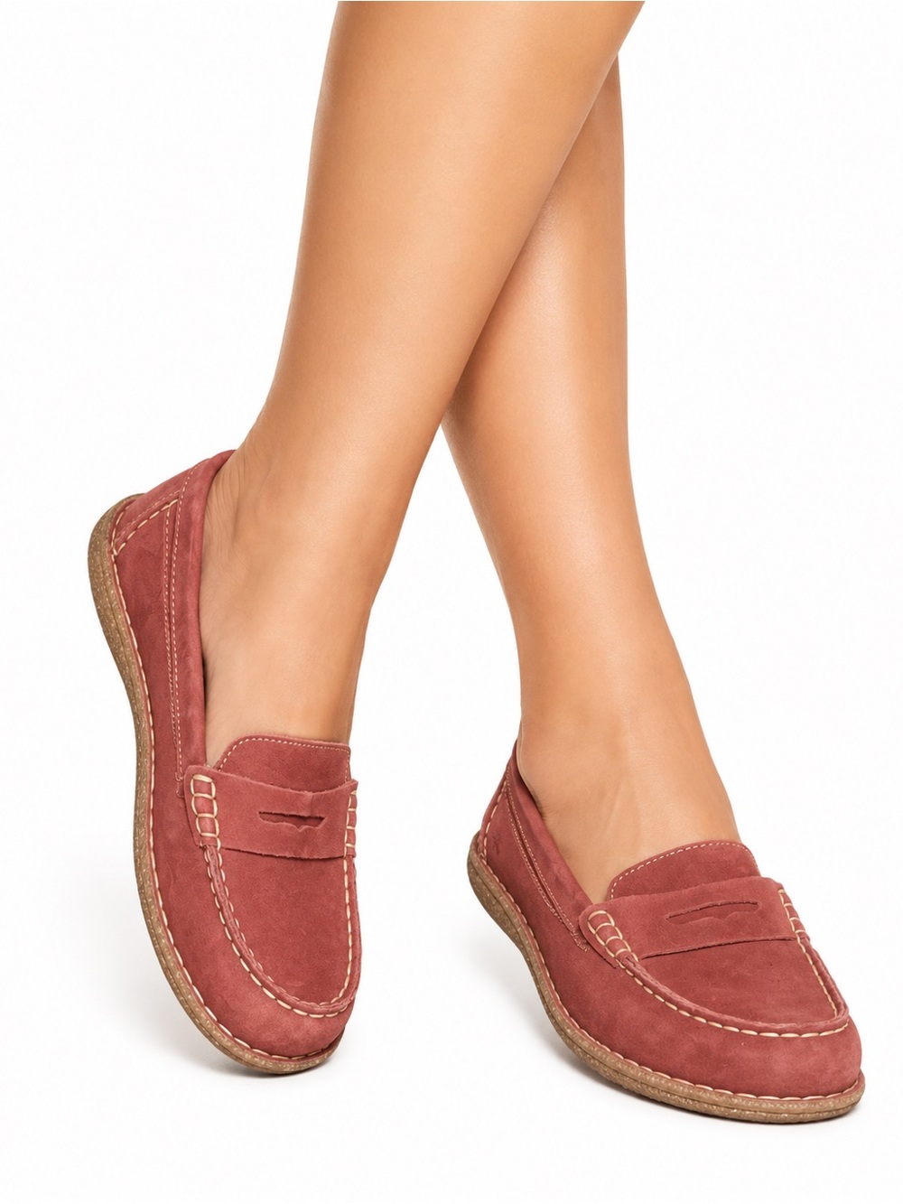 Born Suede Penny Loafers in Dusty Rose - Picture 1 of 10